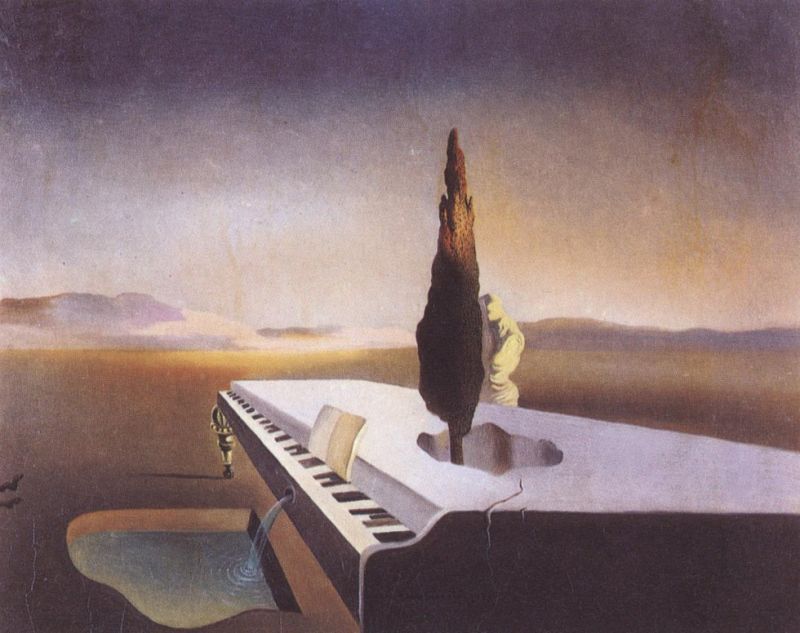 Dali Necrophiliac Fountain Flowing From A Grand Piano