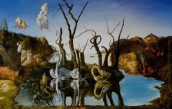 Dali Swans Reflecting Elephants reproduction peinte à la main