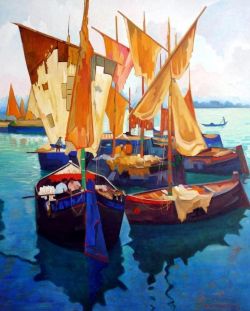 Peinture sur toile de Damiao Martins Ships - 1958 reproduction peinte à la main