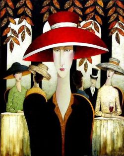 Peinture sur toile de Danny Mcbride Woman With Red Hat reproduction peinte à la main