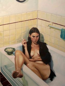 Peinture sur toile de David Alvarado Nude In Bathtub reproduction peinte à la main