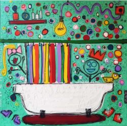 Peinture sur toile de David Ferreira Au Bain Toto reproduction peinte à la main
