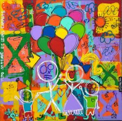 Peinture sur toile de David Ferreira La Famille Toto reproduction peinte à la main