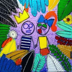 Peinture sur toile de David Ferreira Toto Et Sa Femme Jungle reproduction peinte à la main