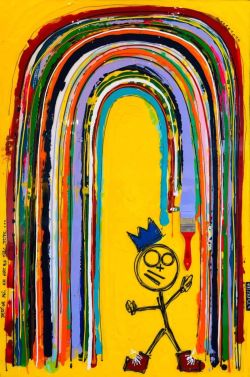 Peinture sur toile de David Ferreira Toto Rainbow reproduction peinte à la main