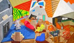 Peinture sur toile de David Hockney Large Interior Los Angeles Original Colors reproduction peinte à la main