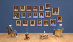 David Hockney Looking At The Flowers reproduction peinte à la main