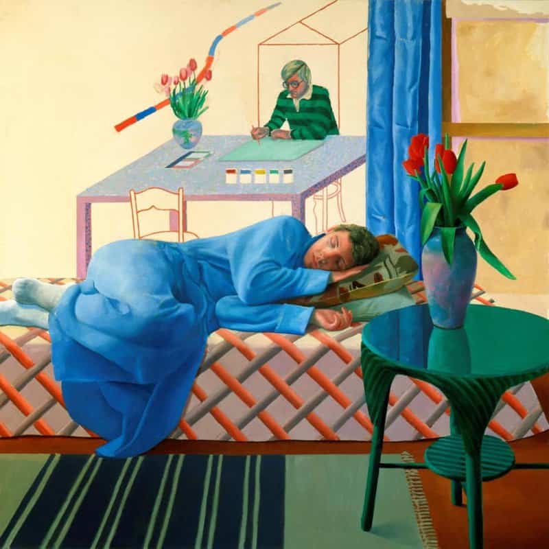 David Hockney Model With Unfinished Self-portrait 1977