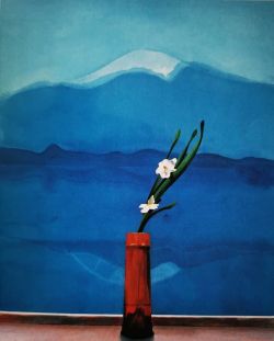 Peinture sur toile de David Hockney Mount Fuji And Flowers 1972 reproduction peinte à la main