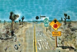 Peinture sur toile de David Hockney Pearblossom Highway reproduction peinte à la main