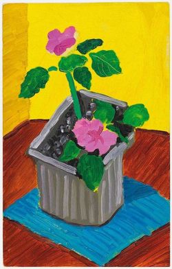 Peinture sur toile de David Hockney Two Pink Flowers 1989 reproduction peinte à la main