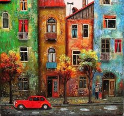 Peinture sur toile de David Martiashvili Golden Autumn reproduction peinte à la main