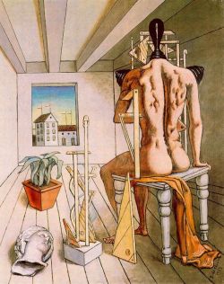 Peinture sur toile de De Chirico, La muse du silence reproduction peinte à la main