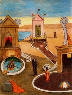 Peinture sur toile de De Chirico, Le bain mystérieux reproduction peinte à la main