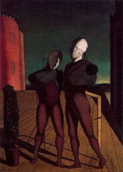 Peinture sur toile de De Chirico, Le duo - Modèles de la tour rouge reproduction peinte à la main