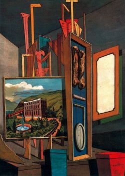 Peinture sur toile de De Chirico, Vaste intérieur métaphysique reproduction peinte à la main