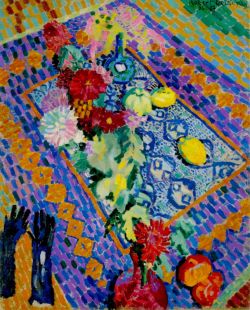 Peinture sur toile de Delaunay, Nature morte avec des gants reproduction peinte à la main
