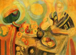 Peinture sur toile de Delaunay, Verseuse portugaise reproduction peinte à la main