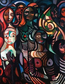 Peinture sur toile de Di Cavalcanti Mulheres Facetadas - 1968 reproduction peinte à la main