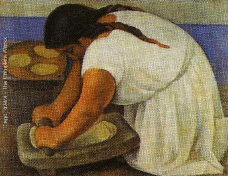 Diego Rivera, Femme Broyant Du Mais 1924 La Molendera