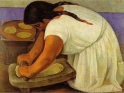 Peinture sur toile de Diego Rivera Femme Broyant Du Mais 1924 La Molendera reproduction peinte à la main