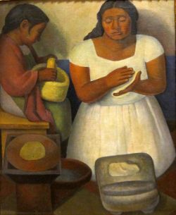 Peinture sur toile de Diego Rivera, Faire des tortillas - Haciendo Tortillas - Moma reproduction peinte à la main