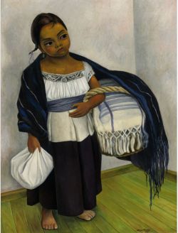 Peinture sur toile de Diego Rivera, Jeune fille en bleu et blanc - Nina En Azul Y Blanco reproduction peinte à la main