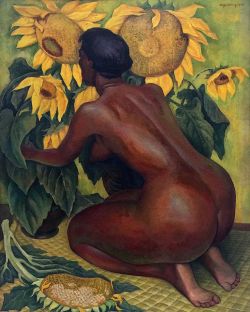 Peinture sur toile de Diego Rivera Nude With Sunflowers - 1946 reproduction peinte à la main