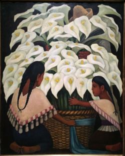 Peinture sur toile de Diego Rivera, Vendeuses De Calla Lilies - El Vendedor De Alcatraces reproduction peinte à la main