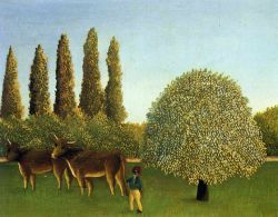 Peinture sur toile de Douanier Rousseau, Dans les champs reproduction peinte à la main