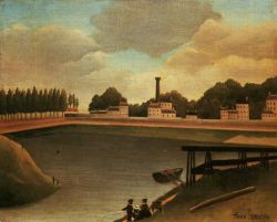 Peinture sur toile de Douanier Rousseau, Famille à la pêche reproduction peinte à la main