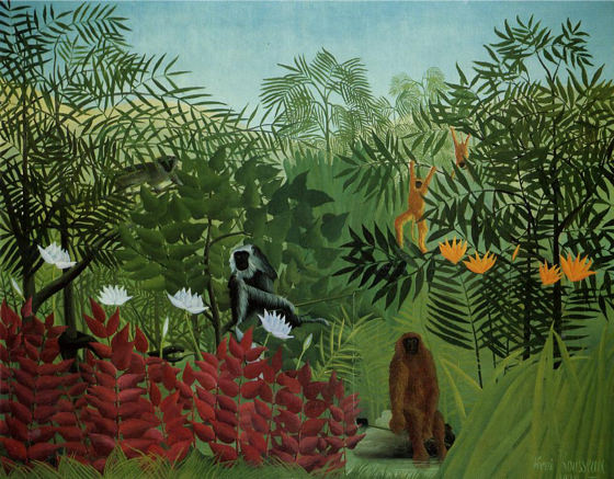 Douanier Rousseau, Forêt tropicale avec des singes et des serpents