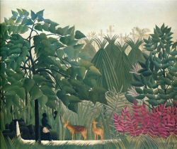 Peinture sur toile de Douanier Rousseau, La cascade reproduction peinte à la main