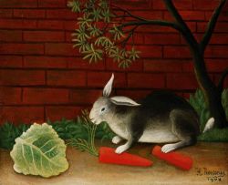Peinture sur toile de Douanier Rousseau, Lapin reproduction peinte à la main