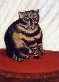 Peinture sur toile de Douanier Rousseau, Le chat tigré reproduction peinte à la main