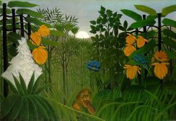 Peinture sur toile de Douanier Rousseau, Le repas du lion reproduction peinte à la main