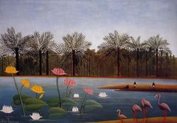 Peinture sur toile de Douanier Rousseau, Les flamants roses reproduction peinte à la main