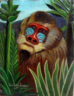 Peinture sur toile de Douanier Rousseau, Mandrill dans la Jungle reproduction peinte à la main
