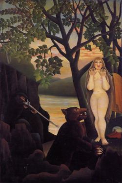 Peinture sur toile de Douanier Rousseau, Nu et ours reproduction peinte à la main