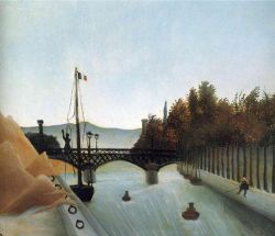 Peinture sur toile de Douanier Rousseau, pont piéton à Passy reproduction peinte à la main
