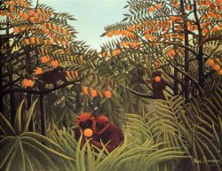 Peinture sur toile de Douanier Rousseau, Singes dans l'orangeraie reproduction peinte à la main