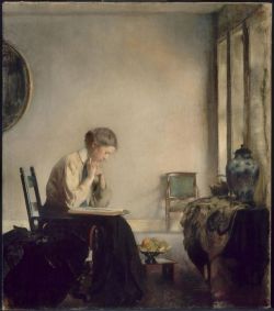 Peinture sur toile de Edmund C. Tarbell, Girl Reading, 1909 reproduction peinte à la main