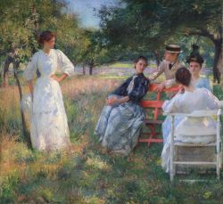 Peinture sur toile de Edmund Tarbell In The Orchard reproduction peinte à la main