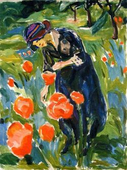 Peinture sur toile de Edvard Munch Femme Aux Coquelicots reproduction peinte à la main