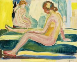 Peinture sur toile de Edvard Munch Seated Female Nudes 1917 reproduction peinte à la main