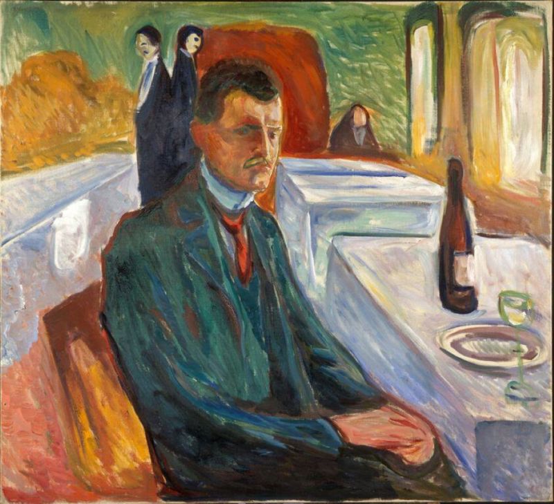 Edvard Munch Self-portrait With A Bottle Of Wine 1906