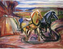 Peinture sur toile de Edvard Munch Spring Plowing 1916 reproduction peinte à la main