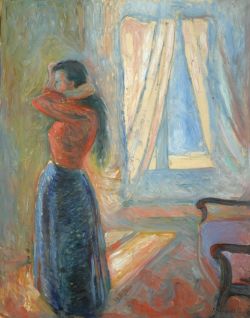 Peinture sur toile de Edvard Munch, Woman looking in the mirror, 1892 reproduction peinte à la main