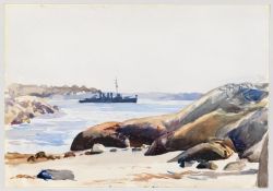 Peinture sur toile de Edward Hopper Destroyer And Rocky Shore reproduction peinte à la main