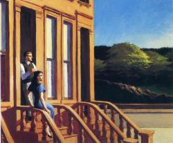 Edward Hopper Sunlight On Brownstones 1956 reproduction peinte à la main